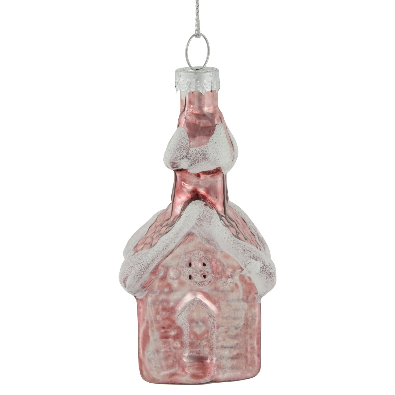 Northlight 3.25&#x22; Snow Covered Pink Church Glass Christmas Ornament